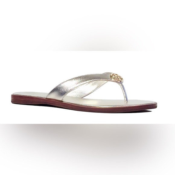 Tory Burch Metallic Gold Flip Flops - Picture 7 of 9